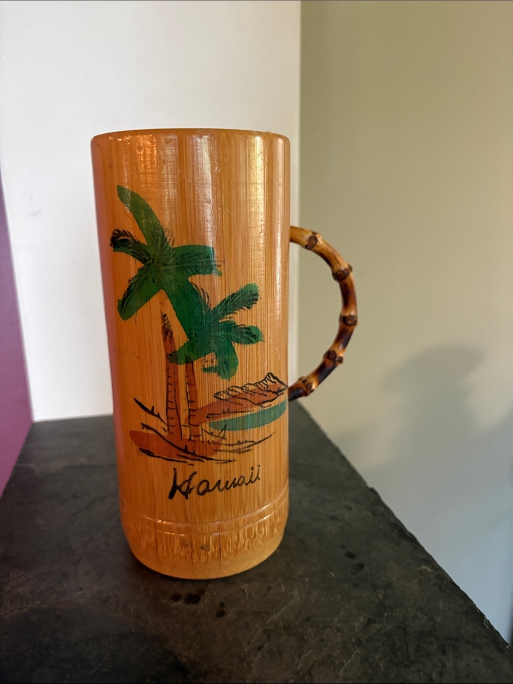 Hawaii Bamboo Tiki Mug with Palm Tree Design